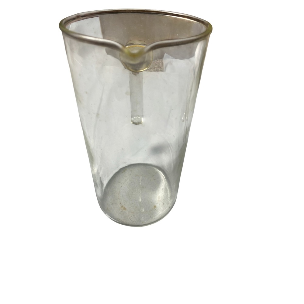 Vintage Clear Glass Pitcher Minimalist Modern Cylindrical Water Juice Carafe - Picture 2 of 2